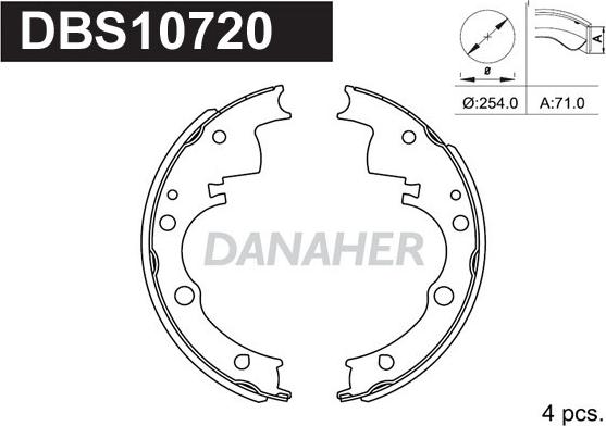 Danaher DBS10720 - Комплект спирачна челюст vvparts.bg