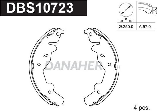 Danaher DBS10723 - Комплект спирачна челюст vvparts.bg