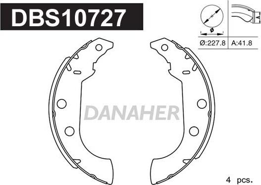 Danaher DBS10727 - Комплект спирачна челюст vvparts.bg