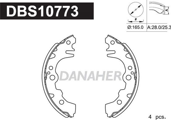 Danaher DBS10773 - Комплект спирачна челюст vvparts.bg