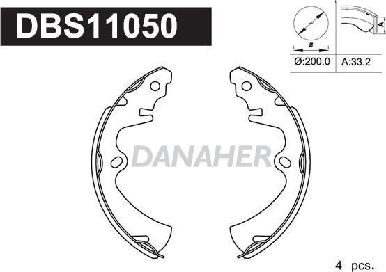 Danaher DBS11050 - Комплект спирачна челюст vvparts.bg