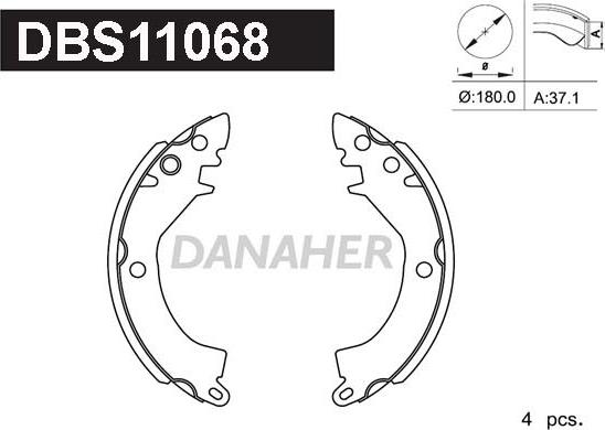 Danaher DBS11068 - Комплект спирачна челюст vvparts.bg