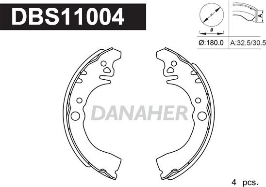 Danaher DBS11004 - Комплект спирачна челюст vvparts.bg