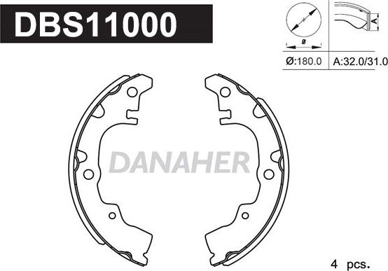 Danaher DBS11000 - Комплект спирачна челюст vvparts.bg