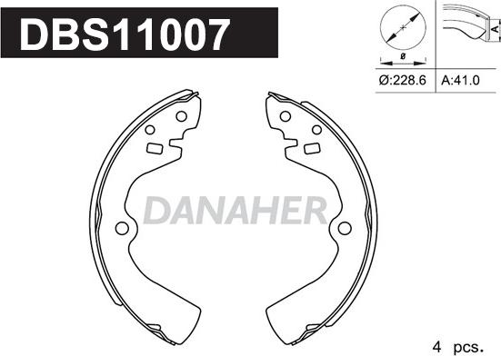 Danaher DBS11007 - Комплект спирачна челюст vvparts.bg