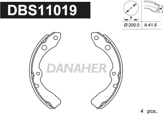 Danaher DBS11019 - Комплект спирачна челюст vvparts.bg