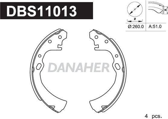 Danaher DBS11013 - Комплект спирачна челюст vvparts.bg