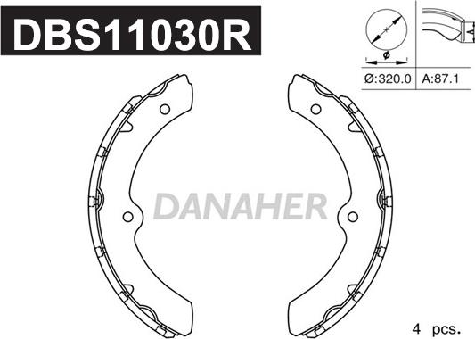 Danaher DBS11030R - Комплект спирачна челюст vvparts.bg
