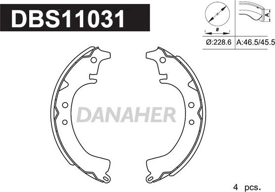 Danaher DBS11031 - Комплект спирачна челюст vvparts.bg