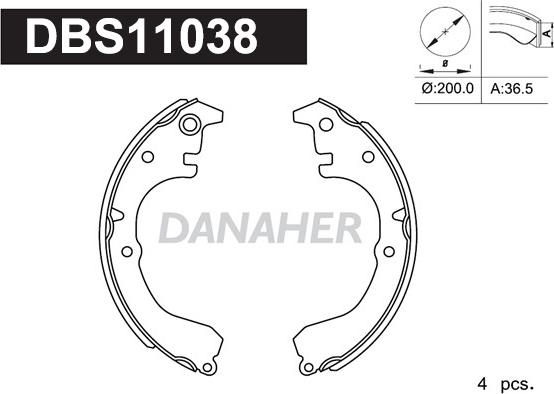 Danaher DBS11038 - Комплект спирачна челюст vvparts.bg