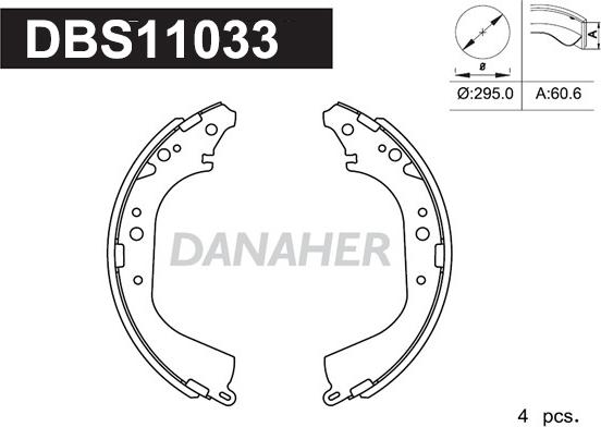 Danaher DBS11033 - Комплект спирачна челюст vvparts.bg