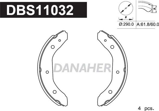 Danaher DBS11032 - Комплект спирачна челюст vvparts.bg