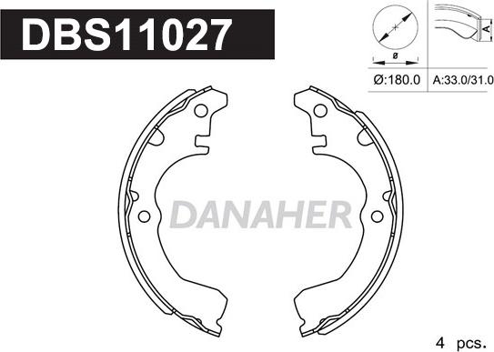 Danaher DBS11027 - Комплект спирачна челюст vvparts.bg