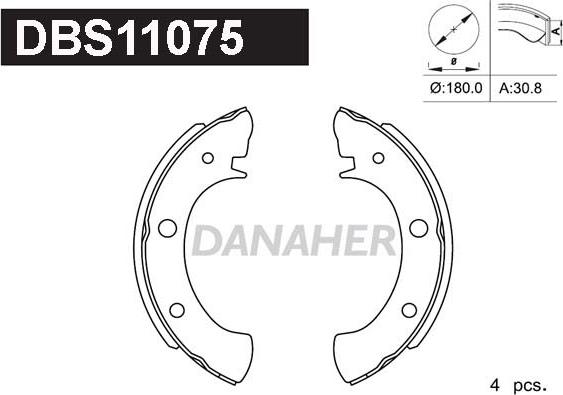 Danaher DBS11075 - Комплект спирачна челюст vvparts.bg