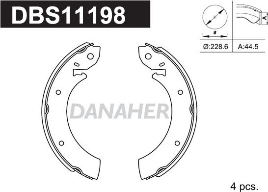 Danaher DBS11198 - Комплект спирачна челюст vvparts.bg