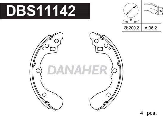 Danaher DBS11142 - Комплект спирачна челюст vvparts.bg