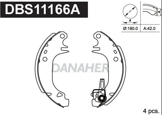 Danaher DBS11166A - Комплект спирачна челюст vvparts.bg