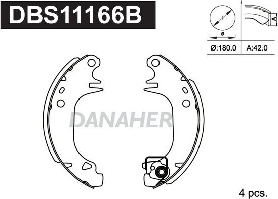 Danaher DBS11166B - Комплект спирачна челюст vvparts.bg