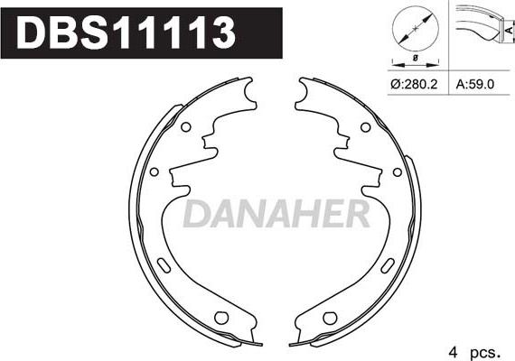 Danaher DBS11113 - Комплект спирачна челюст vvparts.bg