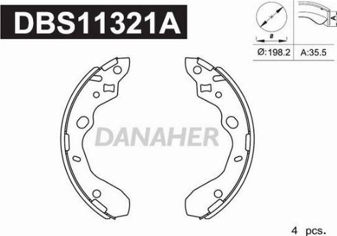 Danaher DBS11321A - Комплект спирачна челюст vvparts.bg