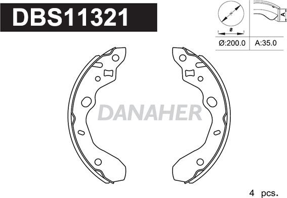 Danaher DBS11321 - Комплект спирачна челюст vvparts.bg