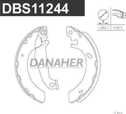 Danaher DBS11244 - Комплект спирачна челюст vvparts.bg