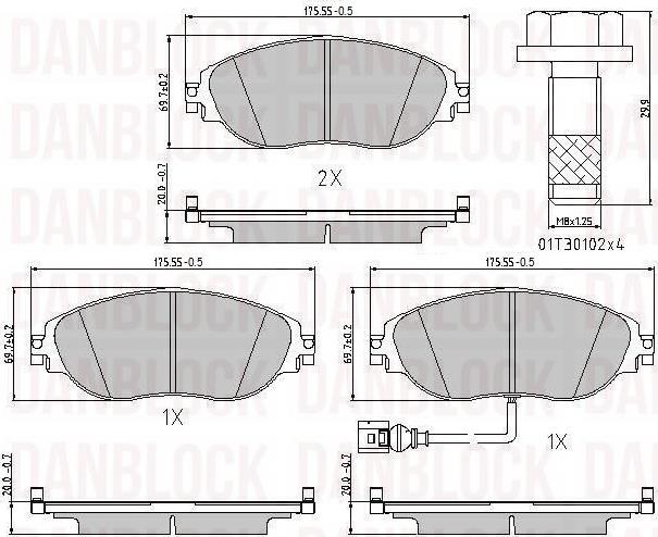 DAN-BLOCK DB 510947 - Комплект спирачно феродо, дискови спирачки vvparts.bg