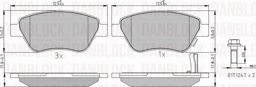 DAN-BLOCK DB 510487 - Комплект спирачно феродо, дискови спирачки vvparts.bg