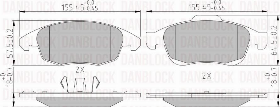 DAN-BLOCK DB 510565 - Комплект спирачно феродо, дискови спирачки vvparts.bg