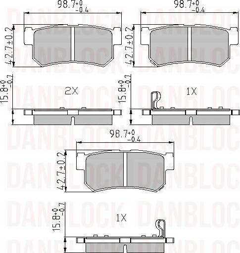 DAN-BLOCK DB 510563 - Комплект спирачно феродо, дискови спирачки vvparts.bg