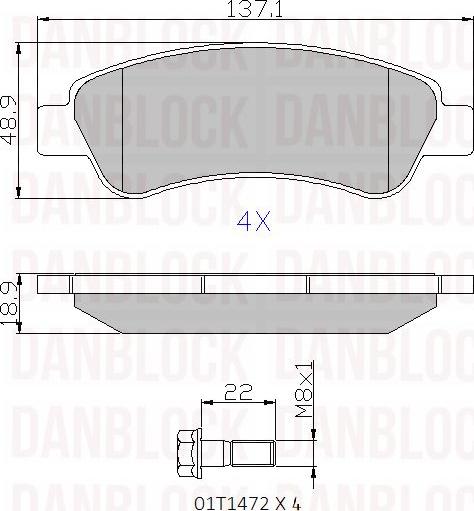 DAN-BLOCK DB 510562 - Комплект спирачно феродо, дискови спирачки vvparts.bg