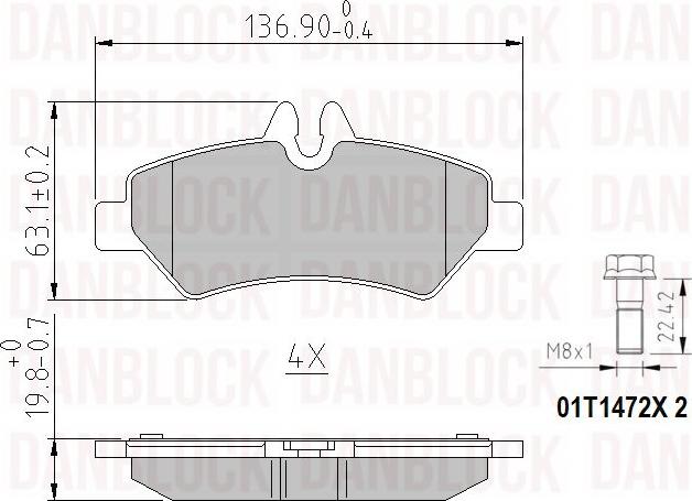 DAN-BLOCK DB 510518 - Комплект спирачно феродо, дискови спирачки vvparts.bg