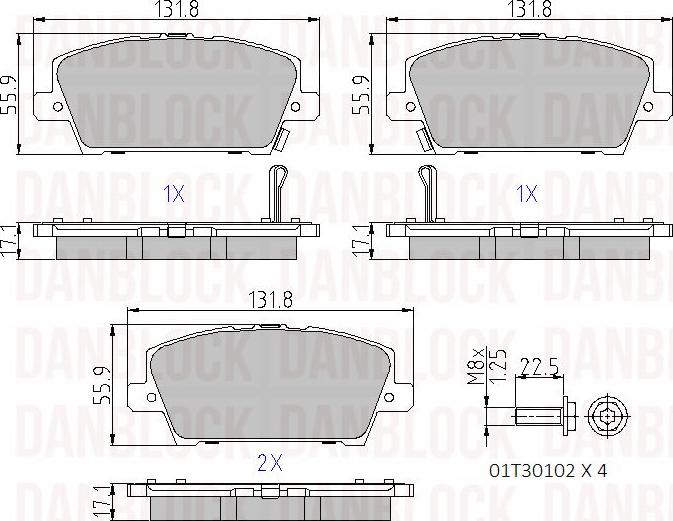 DAN-BLOCK DB 510534 - Комплект спирачно феродо, дискови спирачки vvparts.bg