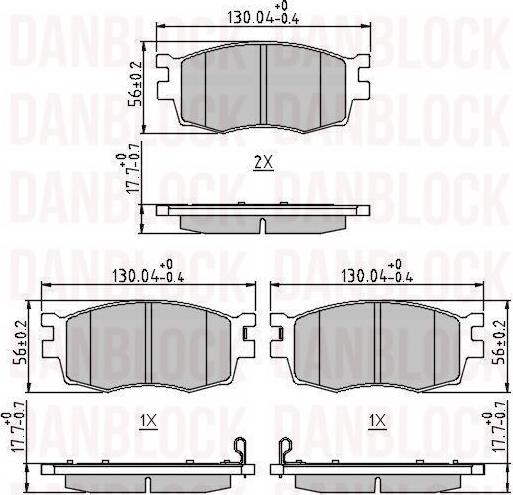 DAN-BLOCK DB 510537 - Комплект спирачно феродо, дискови спирачки vvparts.bg