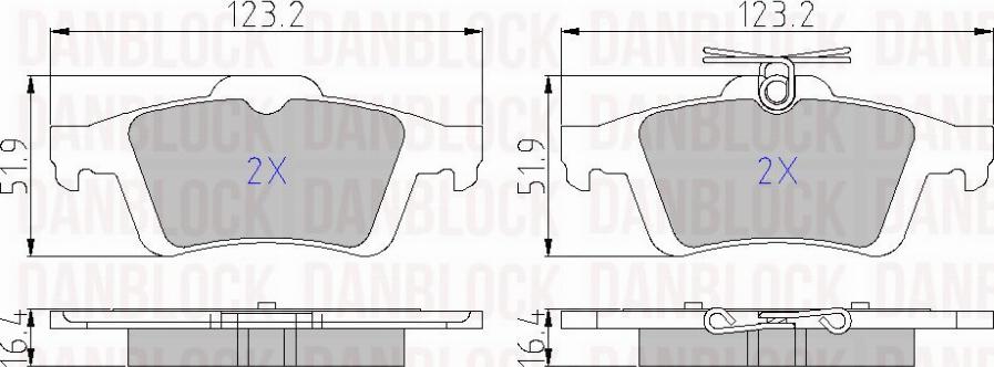 DAN-BLOCK DB 510529 - Комплект спирачно феродо, дискови спирачки vvparts.bg