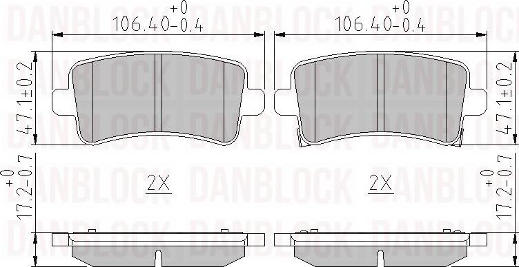 DAN-BLOCK DB 510690 - Комплект спирачно феродо, дискови спирачки vvparts.bg