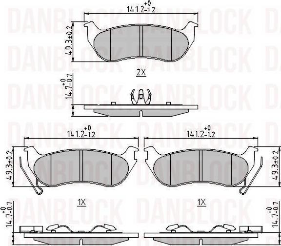 DAN-BLOCK DB 510644 - Комплект спирачно феродо, дискови спирачки vvparts.bg