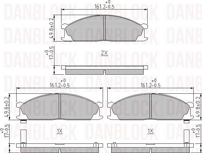 DAN-BLOCK DB 510096 - Комплект спирачно феродо, дискови спирачки vvparts.bg