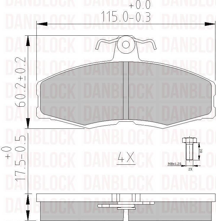 DAN-BLOCK DB 510062 - Комплект спирачно феродо, дискови спирачки vvparts.bg