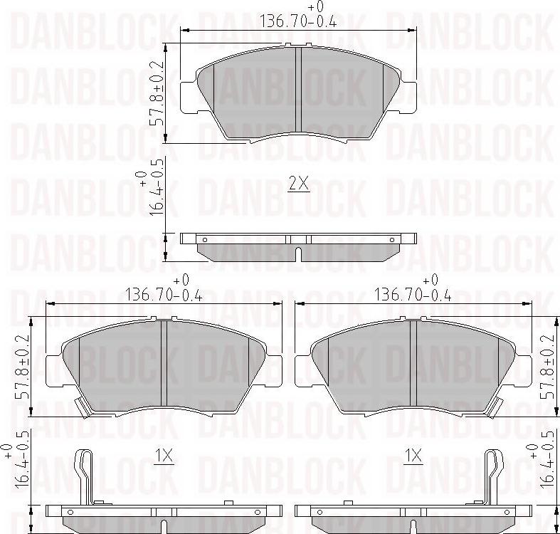 DAN-BLOCK DB 510080 - Комплект спирачно феродо, дискови спирачки vvparts.bg