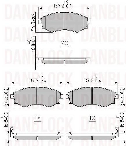 DAN-BLOCK DB 510072 - Комплект спирачно феродо, дискови спирачки vvparts.bg