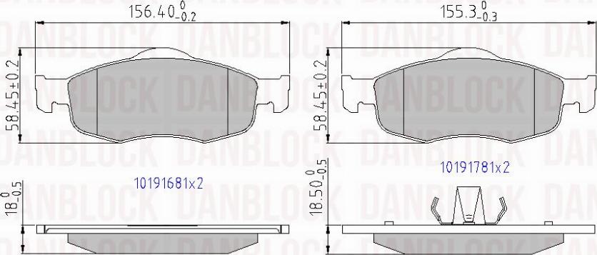 DAN-BLOCK DB 510166 - Комплект спирачно феродо, дискови спирачки vvparts.bg