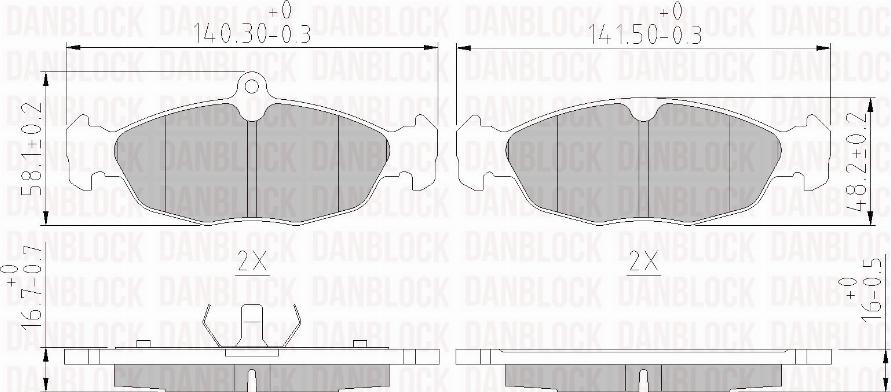 DAN-BLOCK DB 510118 - Комплект спирачно феродо, дискови спирачки vvparts.bg