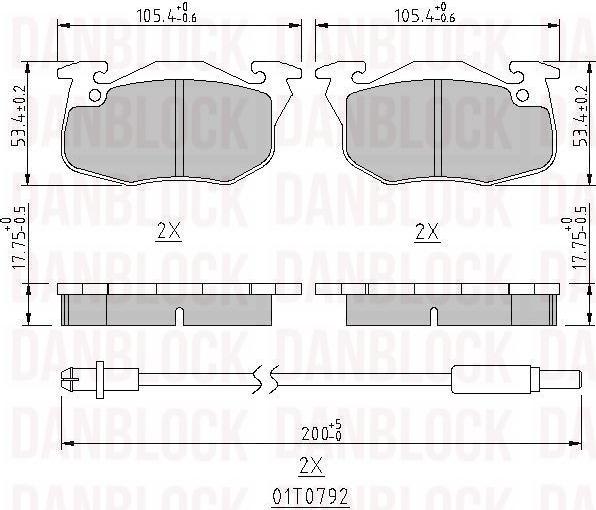 DAN-BLOCK DB 510187 - Комплект спирачно феродо, дискови спирачки vvparts.bg