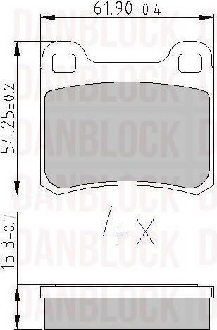 DAN-BLOCK DB 510128 - Комплект спирачно феродо, дискови спирачки vvparts.bg