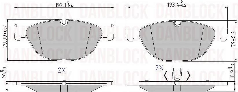 DAN-BLOCK DB 510860 - Комплект спирачно феродо, дискови спирачки vvparts.bg