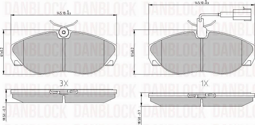 DAN-BLOCK DB 510812 - Комплект спирачно феродо, дискови спирачки vvparts.bg