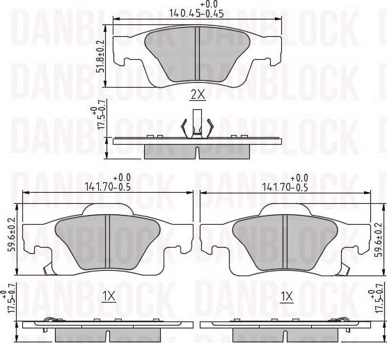 DAN-BLOCK DB 510880 - Комплект спирачно феродо, дискови спирачки vvparts.bg