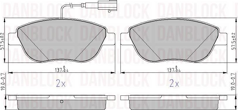 DAN-BLOCK DB 510883 - Комплект спирачно феродо, дискови спирачки vvparts.bg