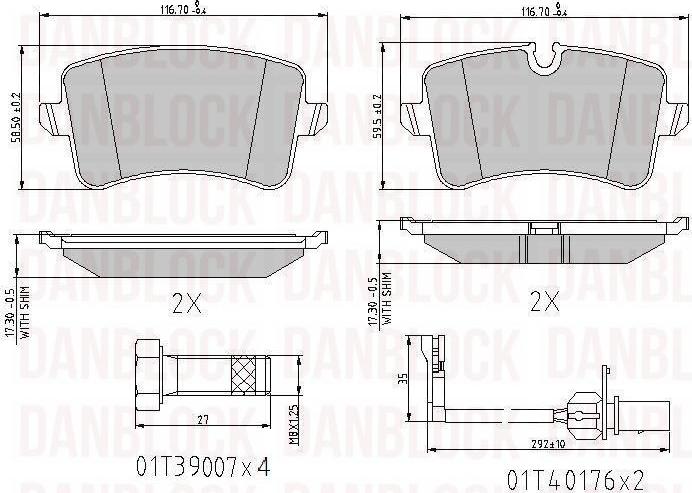 DAN-BLOCK DB 510875 - Комплект спирачно феродо, дискови спирачки vvparts.bg